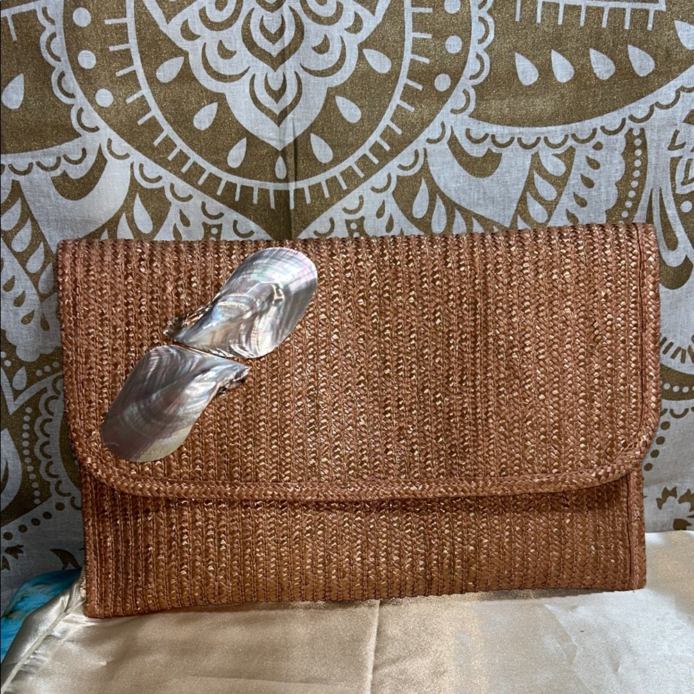 Elegant Clutch with Shell Accent